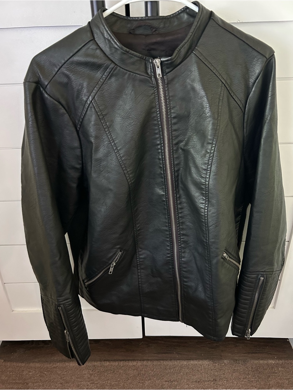 torrid Black Faux Leather Moto Jacket with Zip Details